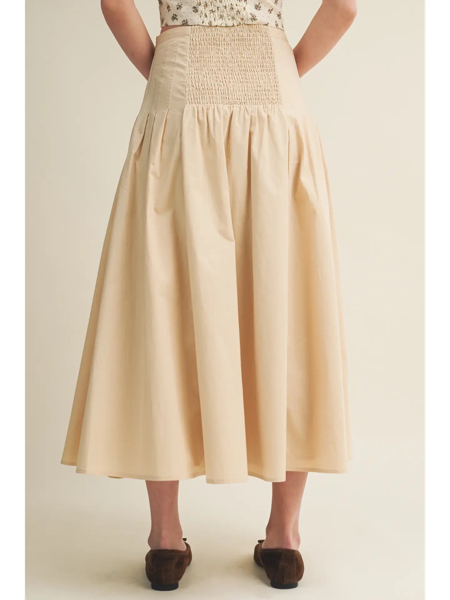 Kaley Paneled Yoke Drop Pleat Skirt