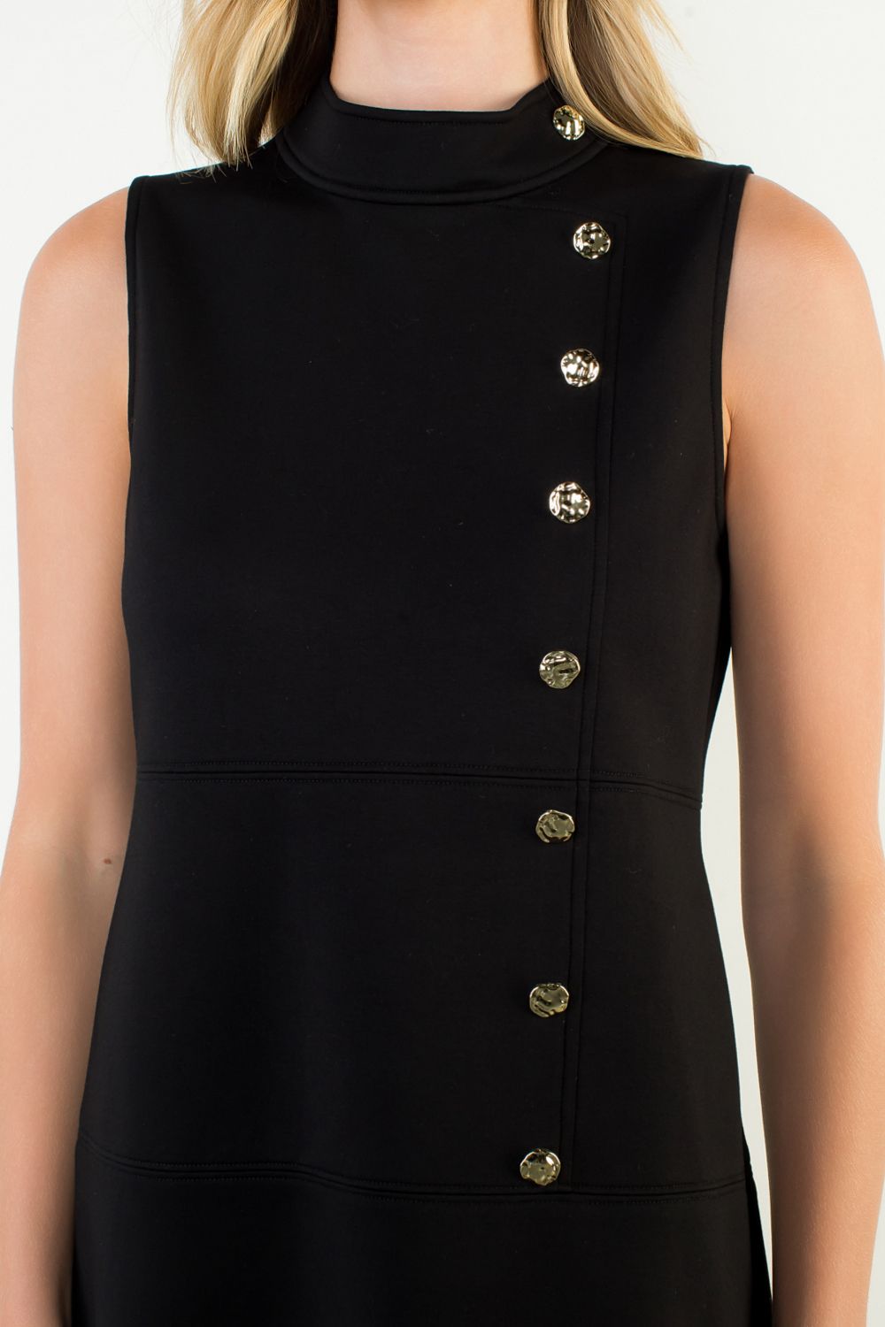Sleeveless Brass Button Dress