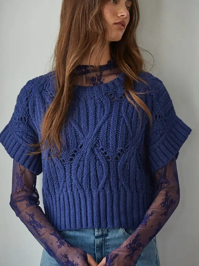 By Together Crochet Short Sleeve Sweater