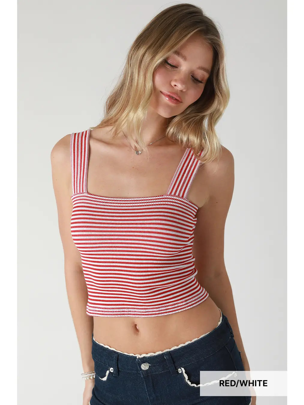 Nikibiki Striped Square Crop Top