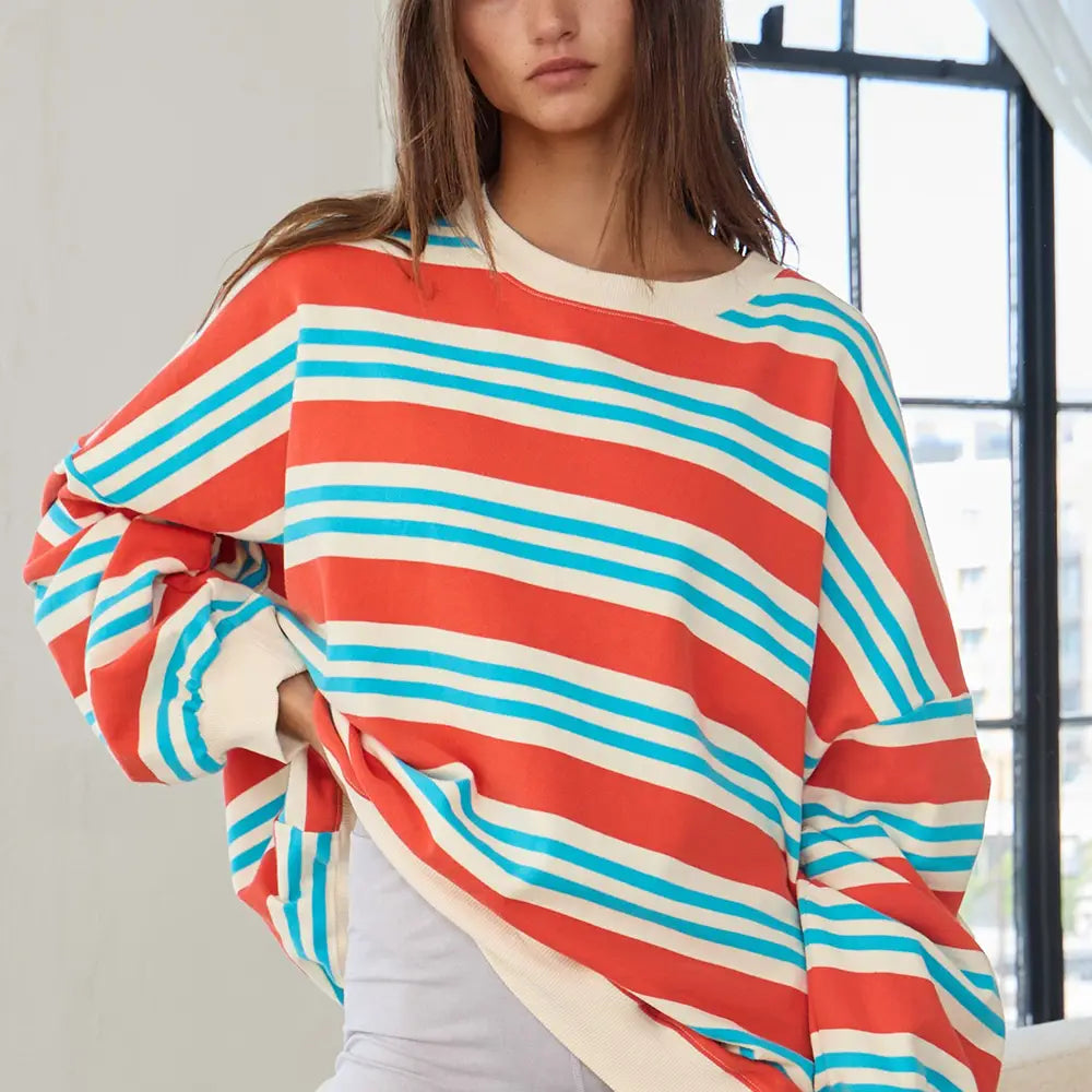 Bucketlist Striped Terry Sweatshirt