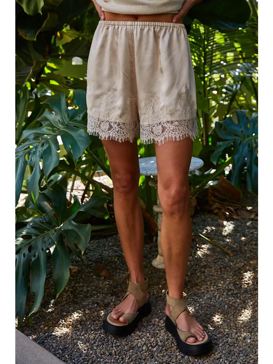 by Together Boho Lace Satin Shorts