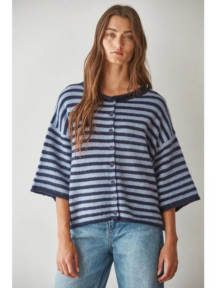 by Together Striped Quarter Sleeve Cardigan