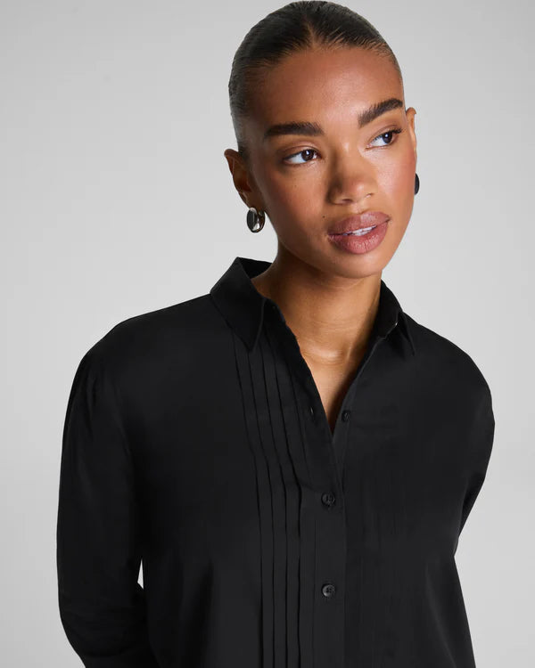 Spanx Poplin Pintuck Button Up Shirt