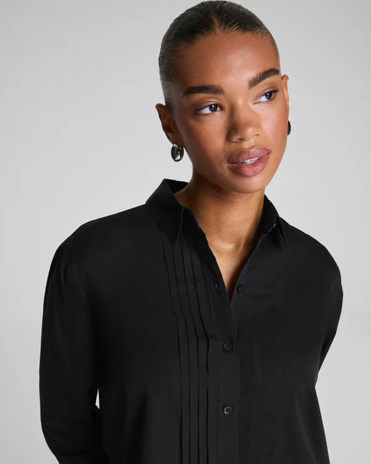 Spanx Poplin Pintuck Button Up Shirt