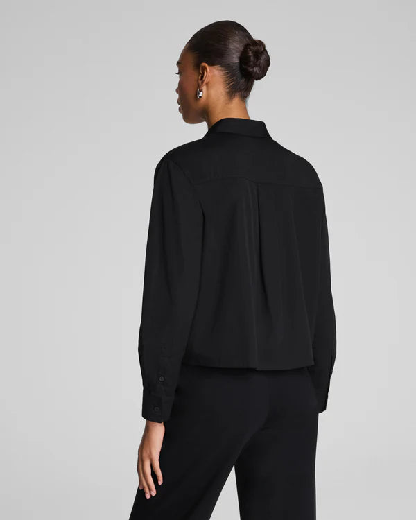 Spanx Poplin Pintuck Button Up Shirt