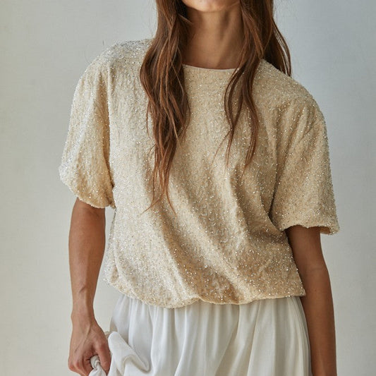 by Together Becarre Sequin Bubble hem top