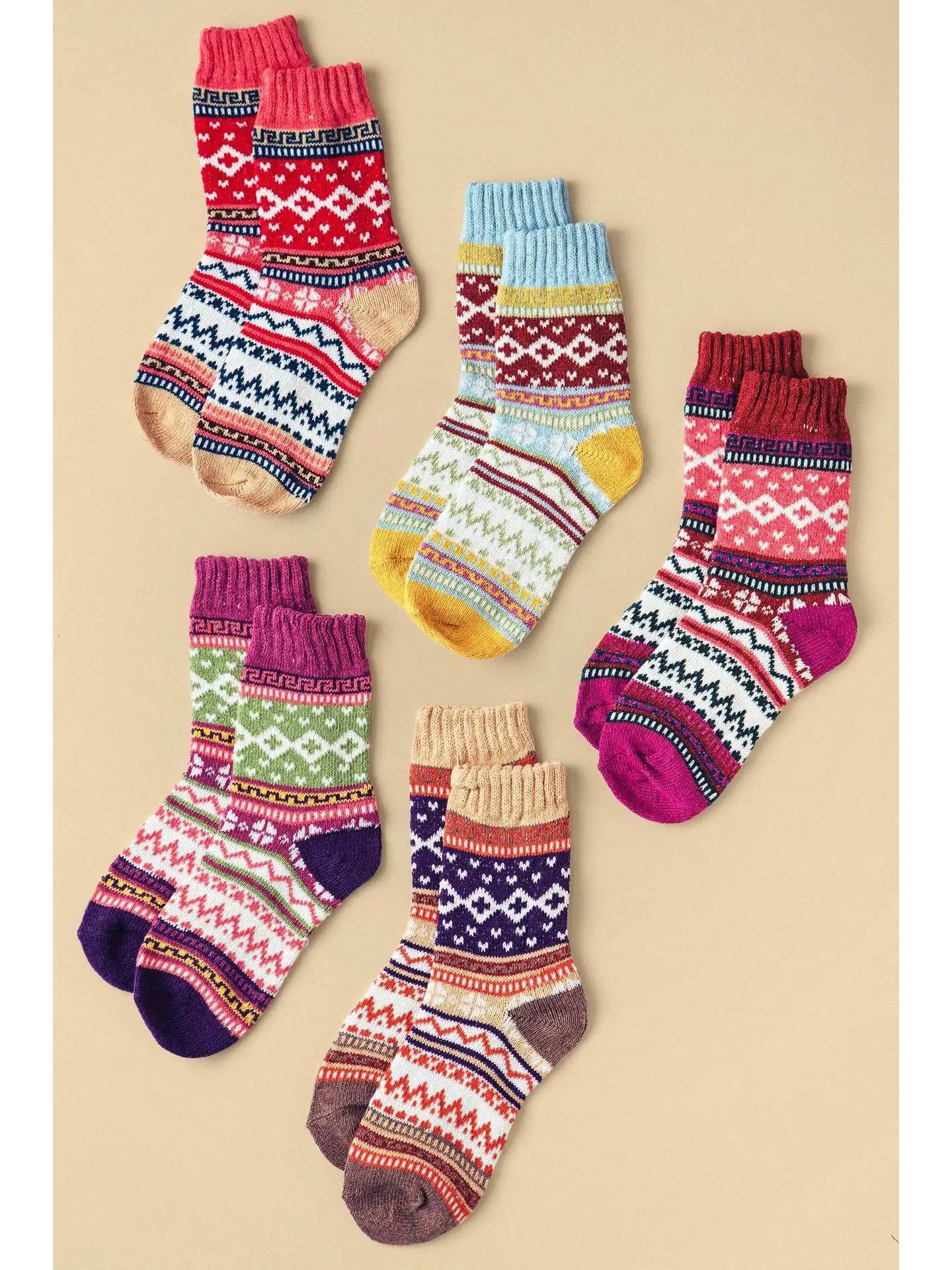 Fair Isle Knit Ankle Socks