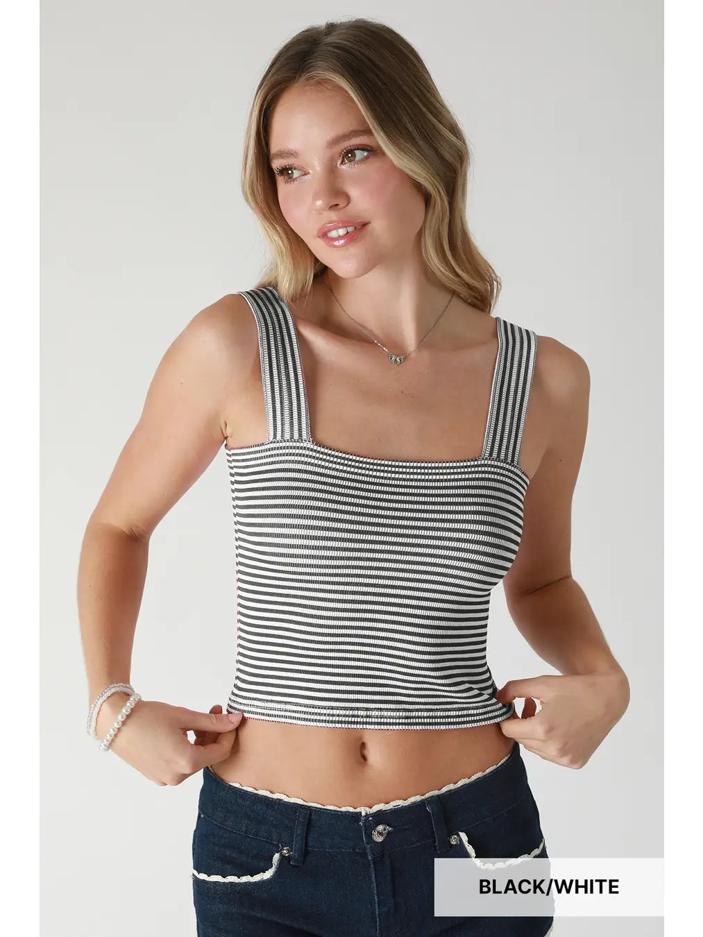 Nikibiki Striped Square Crop Top