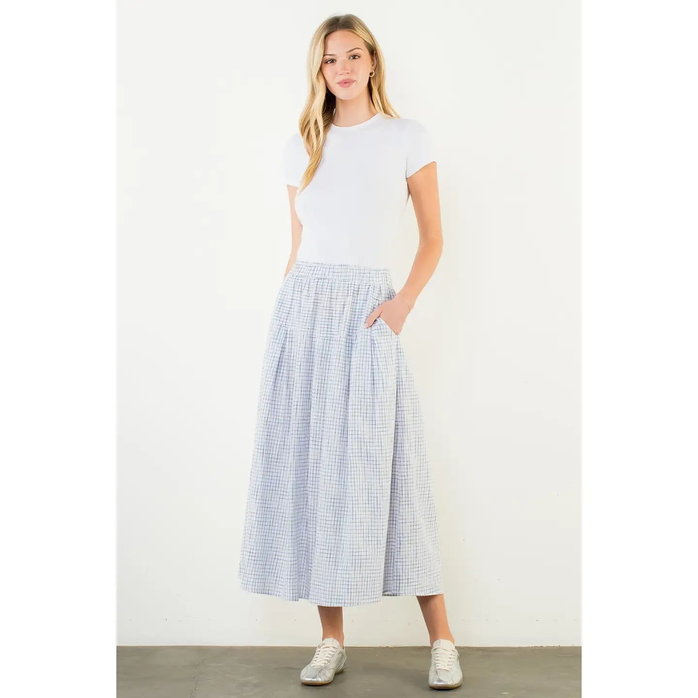 THML Dorothy Gingham Tiered Skirt