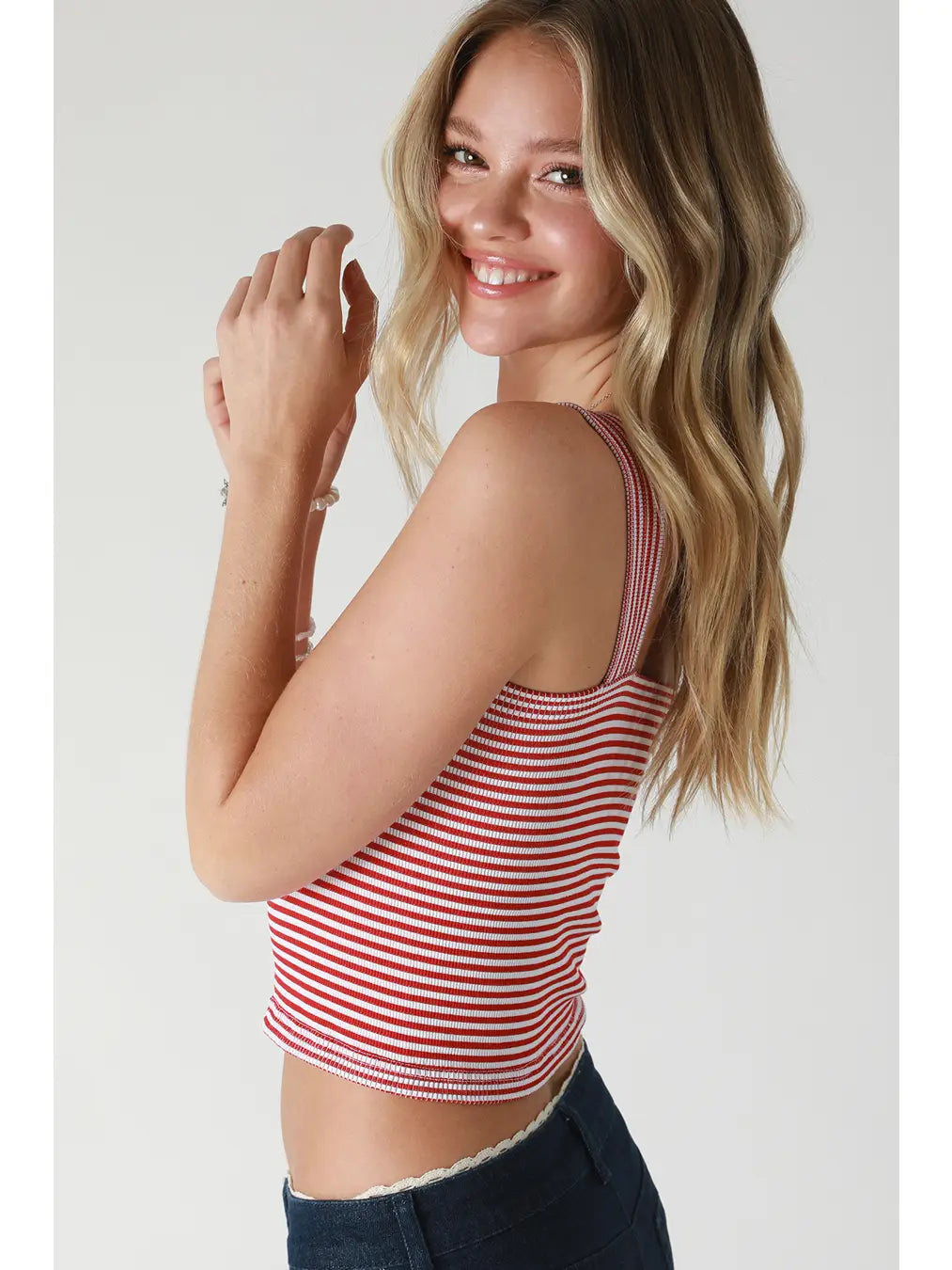 Nikibiki Striped Square Crop Top