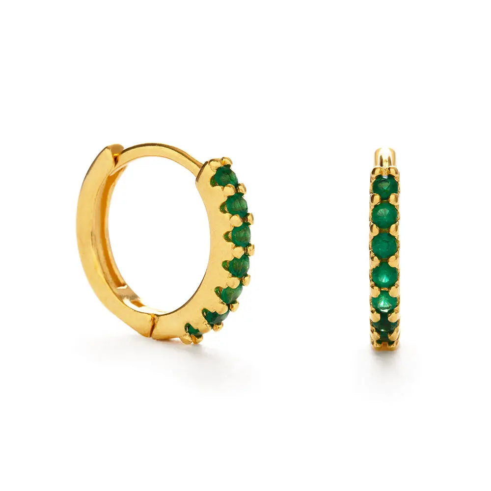 Amano Studio Emerald Green Crystal Huggie Hoop Earrings