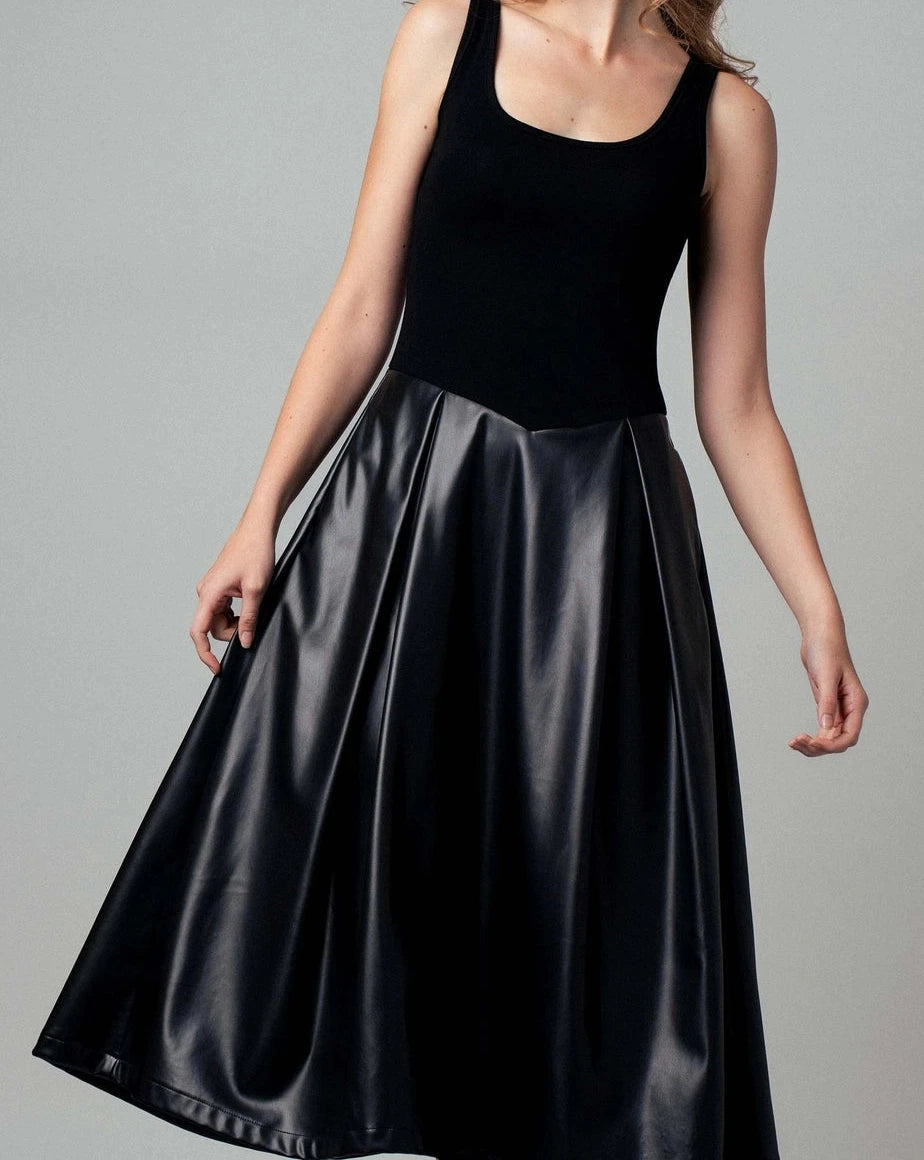 Faux Leather Midi Dress