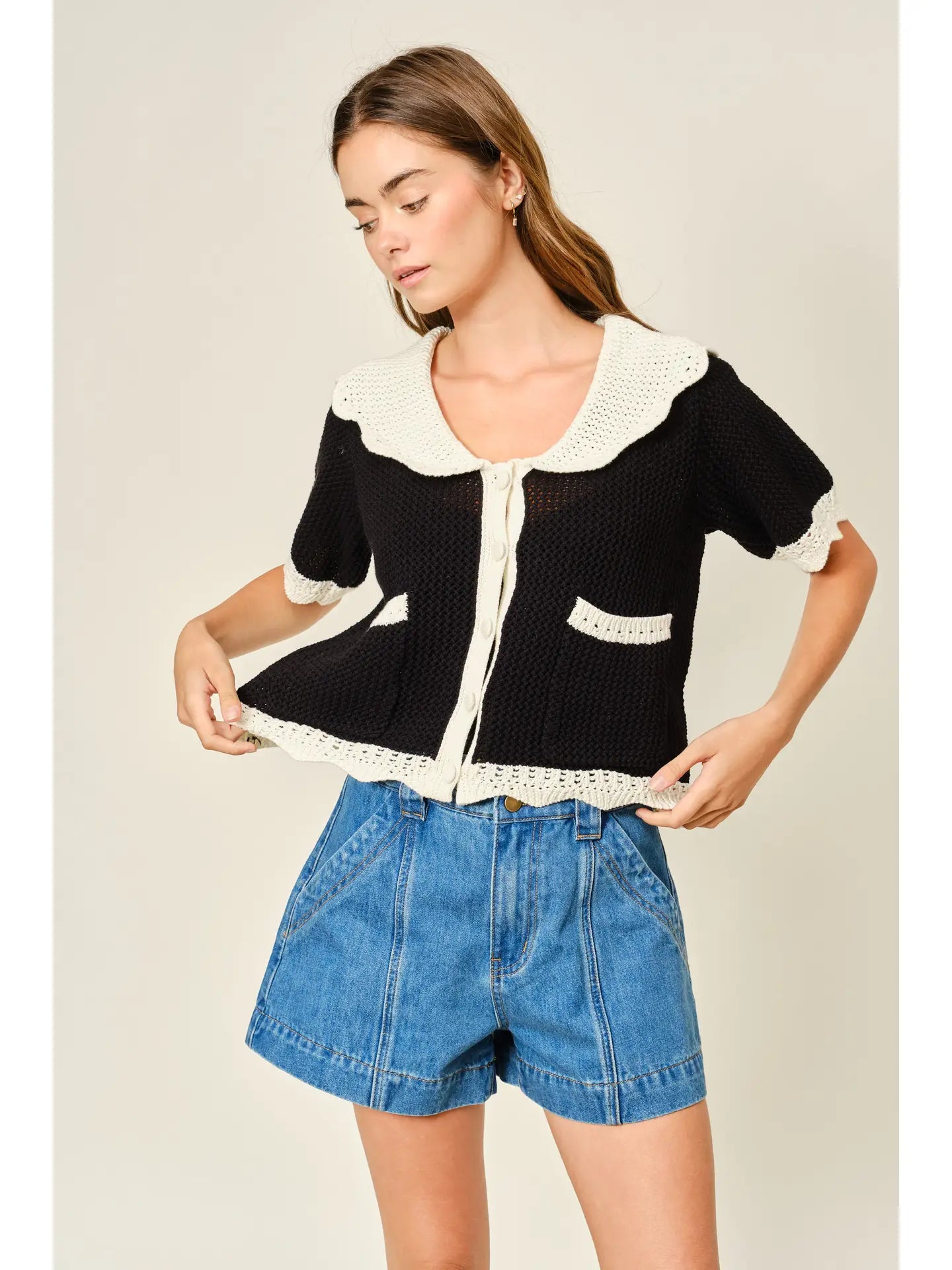 Aaron Amber Crochet Sweater Cardigan