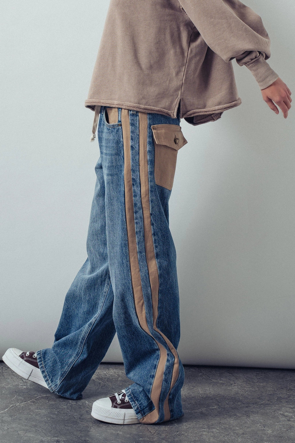 Utility Stripe Wide Leg Jean