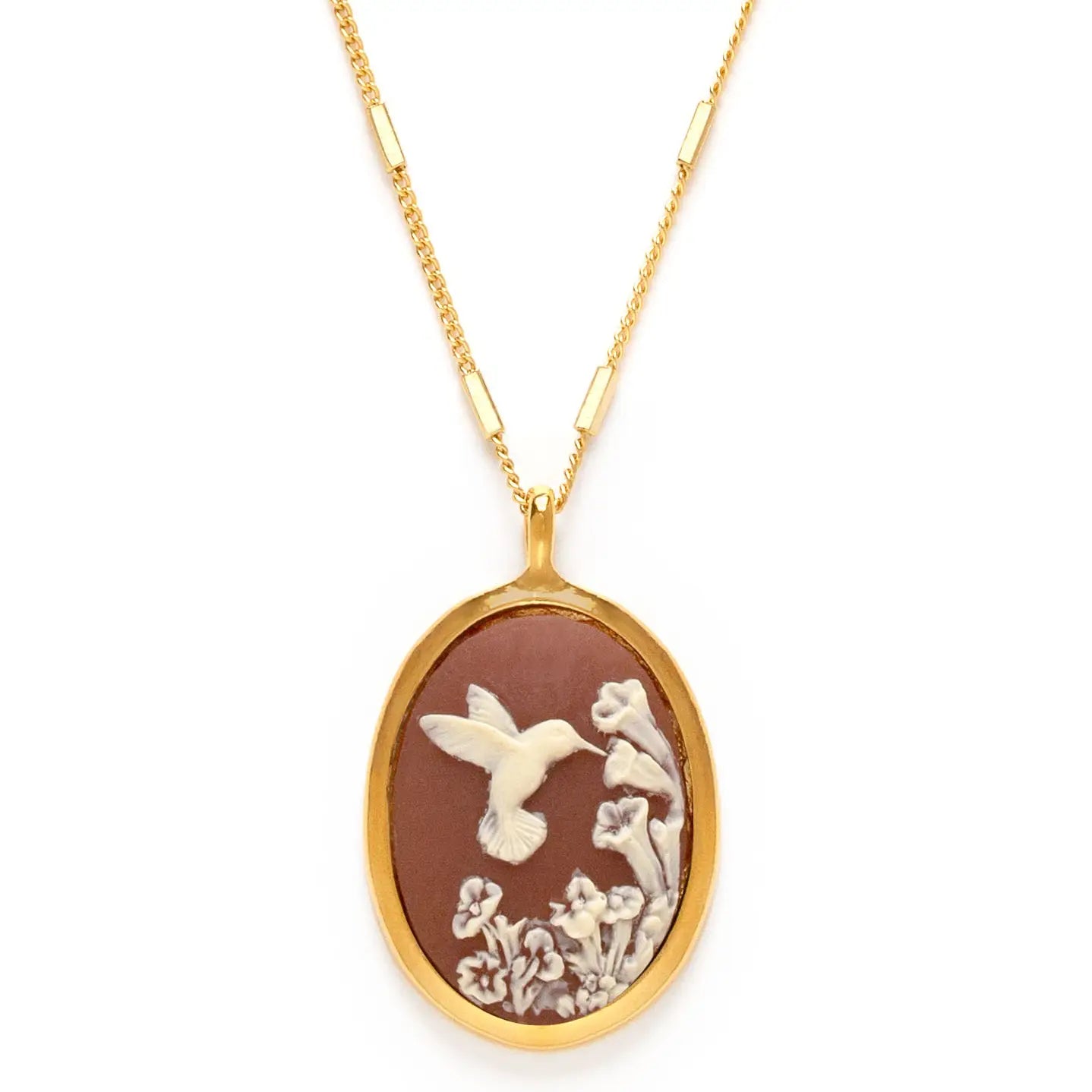 Amano Hummingbird Vintage Cameo Necklace