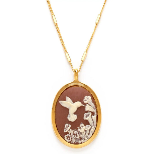 Amano Hummingbird Vintage Cameo Necklace