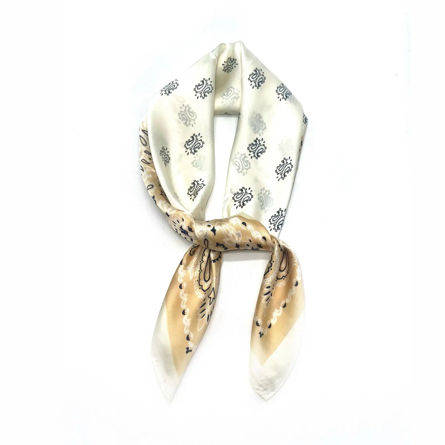 Lineta Paisley Pattern Beige Silk Scarf