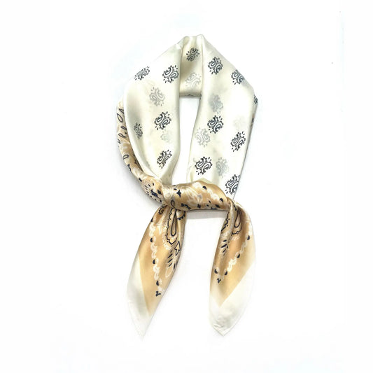 Lineta Paisley Pattern Beige Silk Scarf