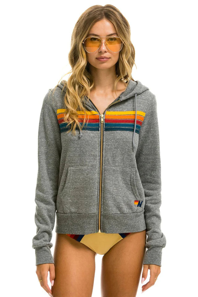 Aviator Nation 5 Stripe Zip Hoodie