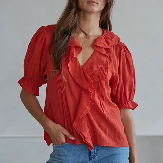 By Together Cotton VNeck Buttondown