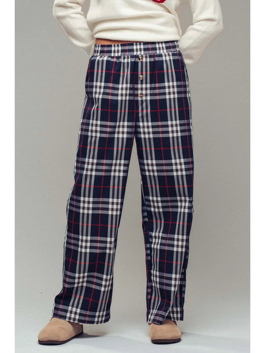 Plaid barrel boho pants