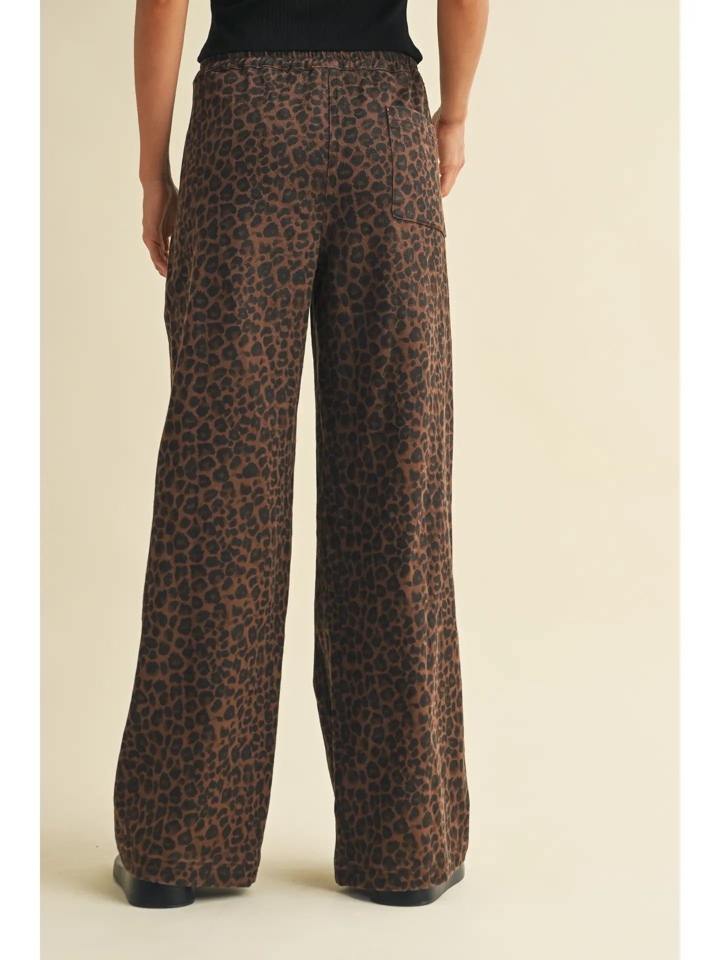 Leopard print Wide Denim Track Pant