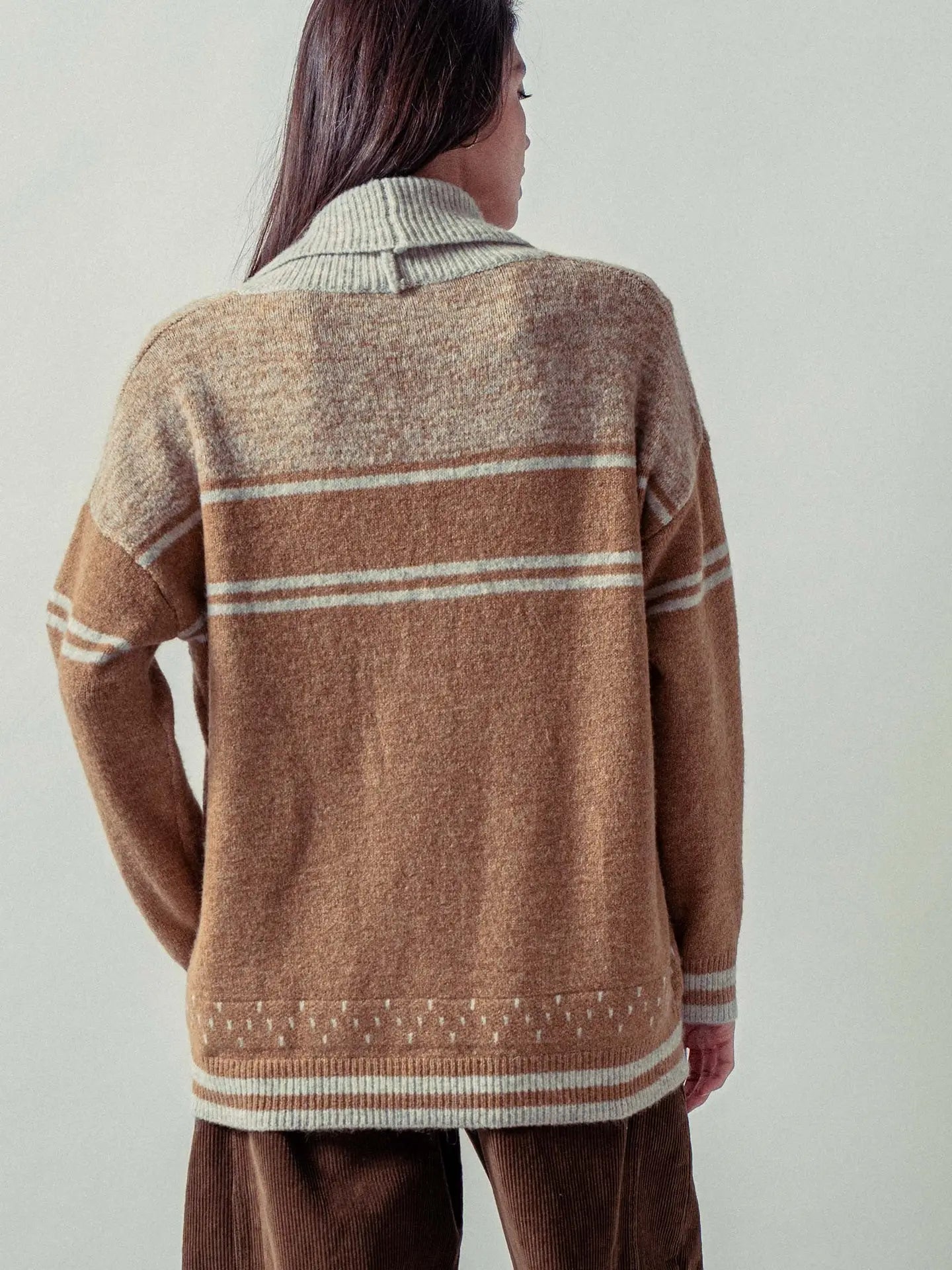 Retro Knit Shawl Horse Cardigan