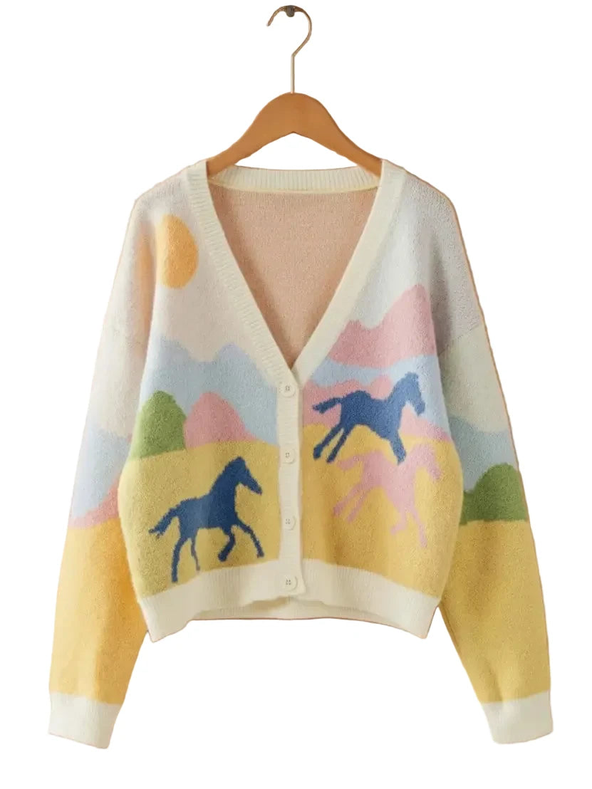 Urban Daizy Landscape Horse Cardigan