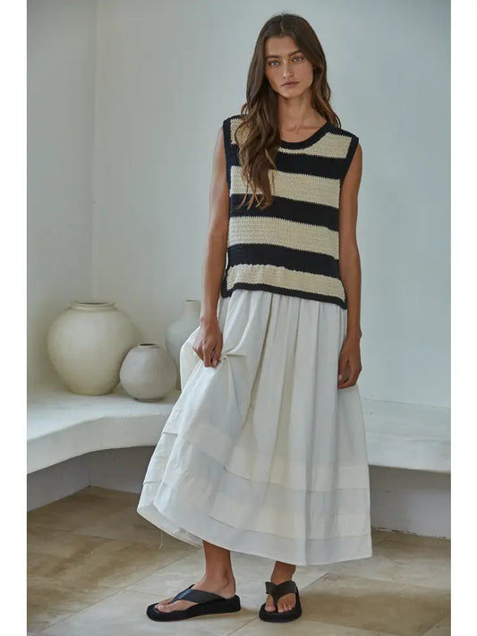 By Together Cotton Striped Combo Midi Dress