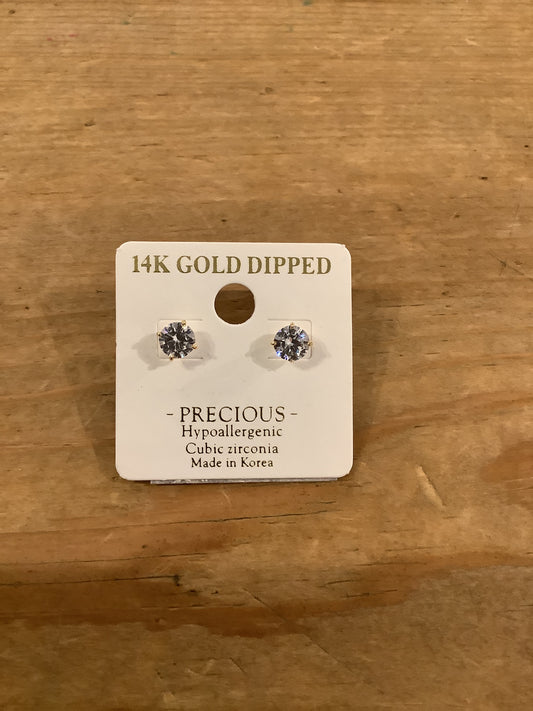 14K Gold Dipped Cubic Stud Earring