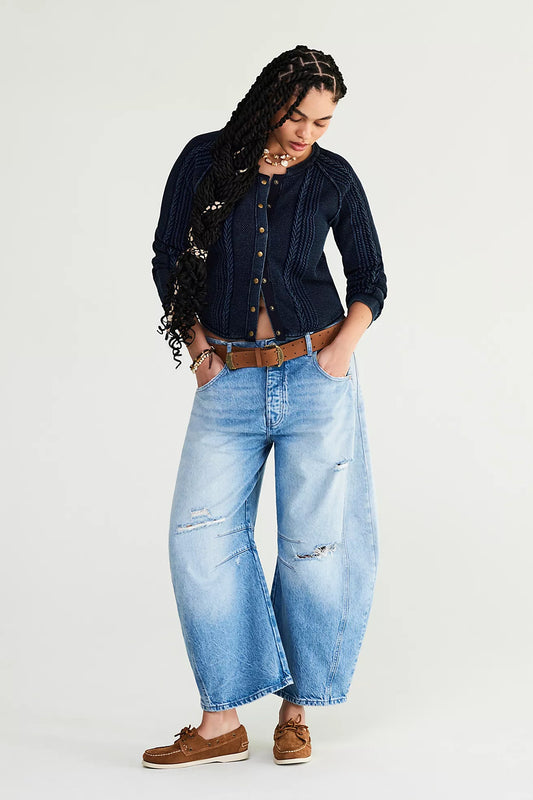 Free People Good Luck Midrise Barrel Jean