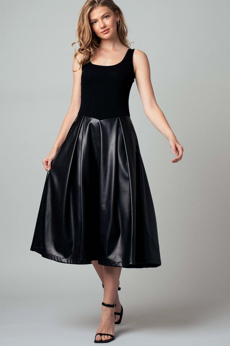 Faux Leather Midi Dress