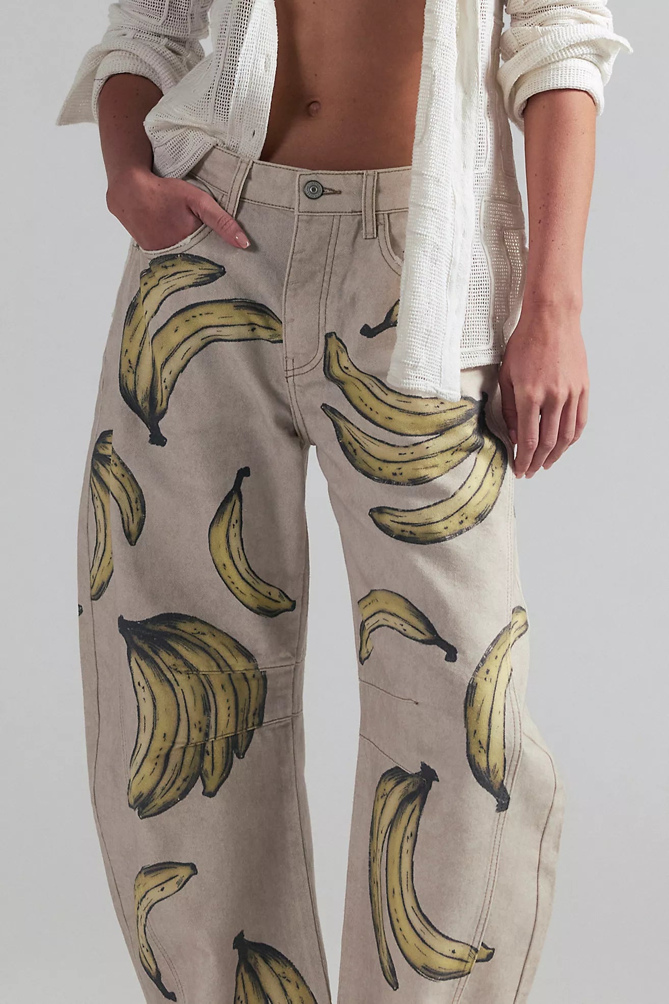 Free People Good Luck Go Bananas Barrel Jeans