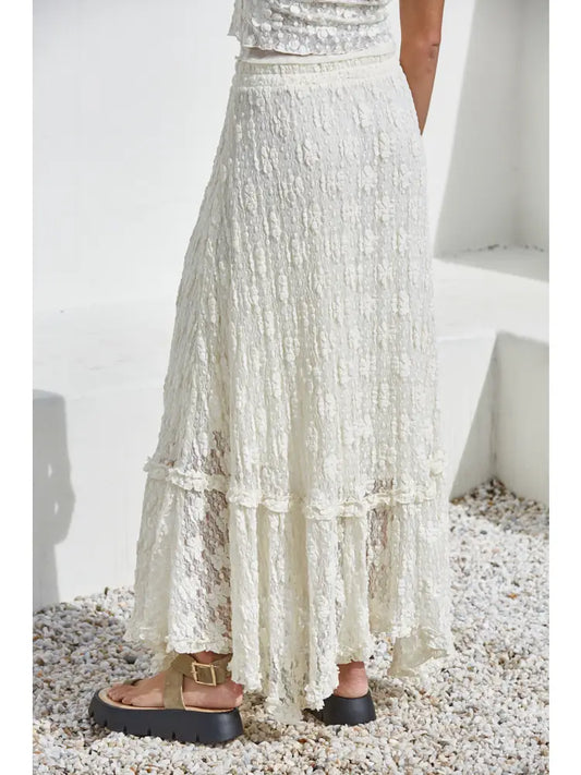 by Together Floral Lace Midi Skirt