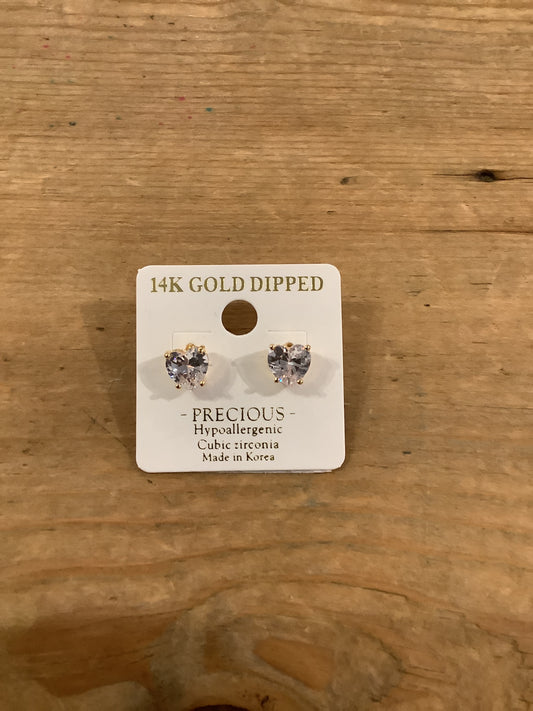 14K Gold Dipped Heart Cubic Earring