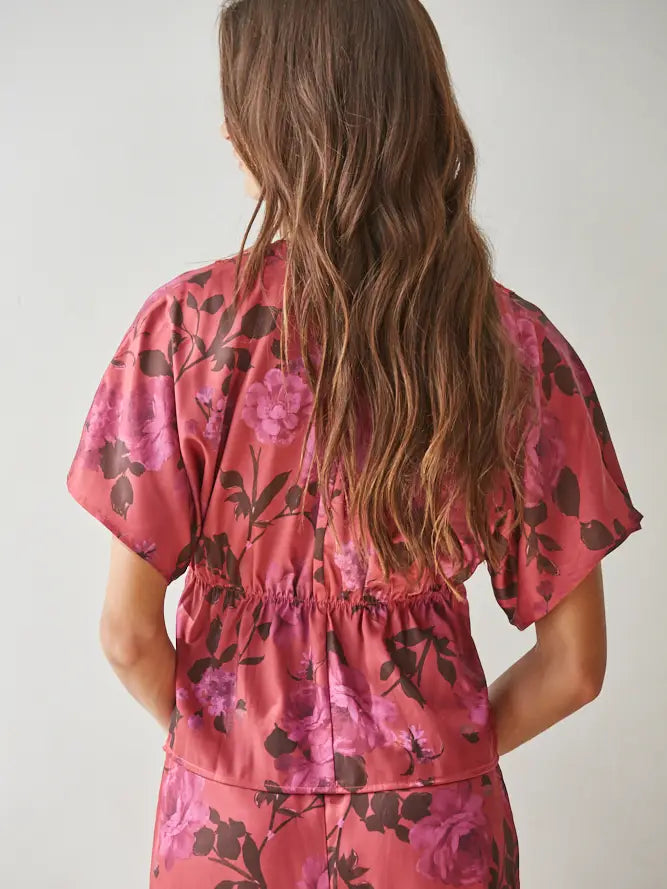by Together Floral Blouse with Lace Neckline