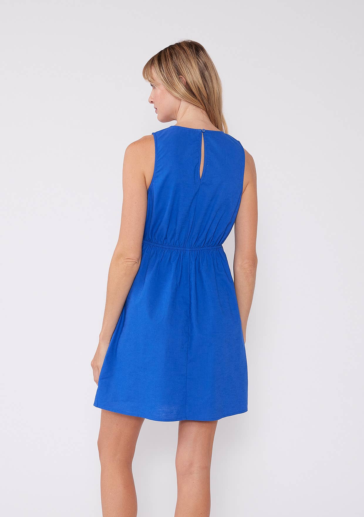 Sleeveless Empire Waist V Neck Mini Dress I-73514W