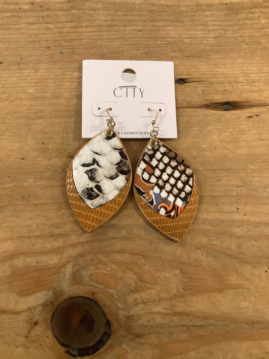 City Multi Media Leather Earrings
