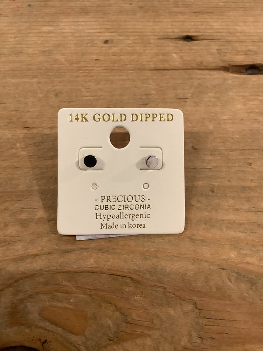 14K Gold Dipped Cylinder Stud Earring