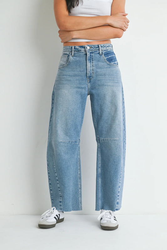 Just Black Denim Light Wash Barrel Jean