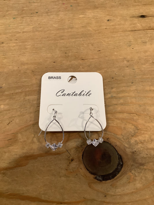 Cantabile Three Diamond Hoop Earring
