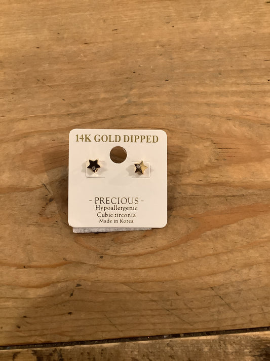 14K Gold Dipped Cubic Star Earring