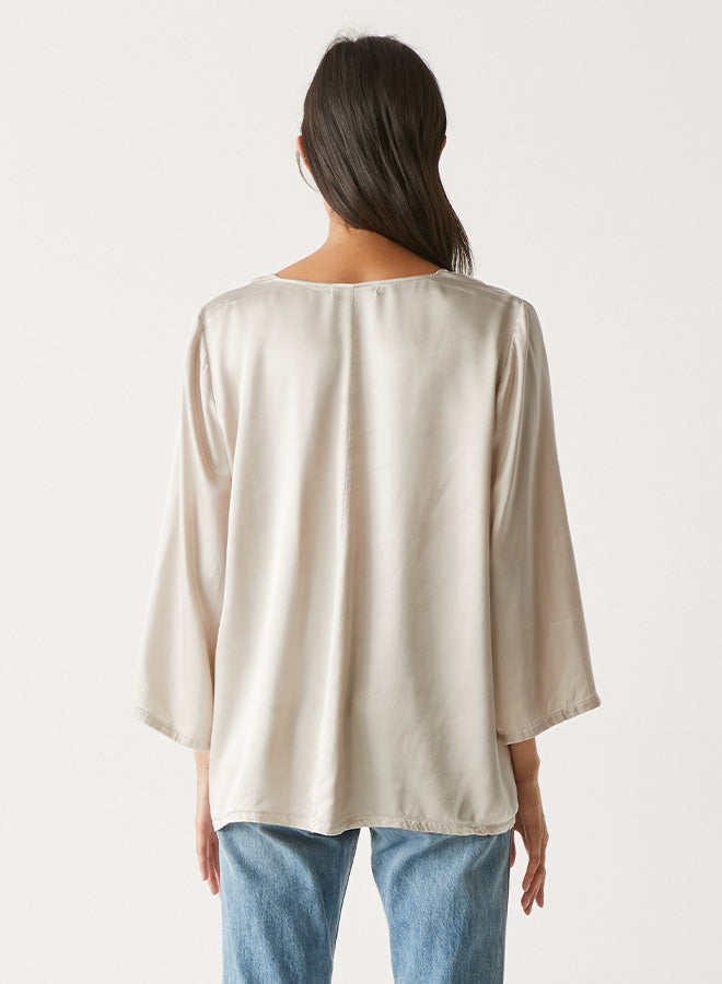 Michael Stars Cobie 3/4 Sleeve V-Neck Blouse