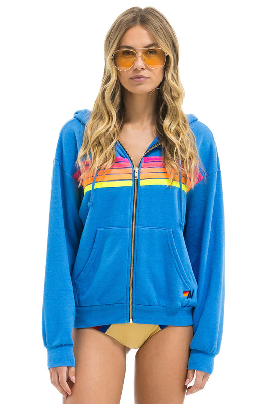 Aviator Nation 5stripe Relaxed Zip Hoodie