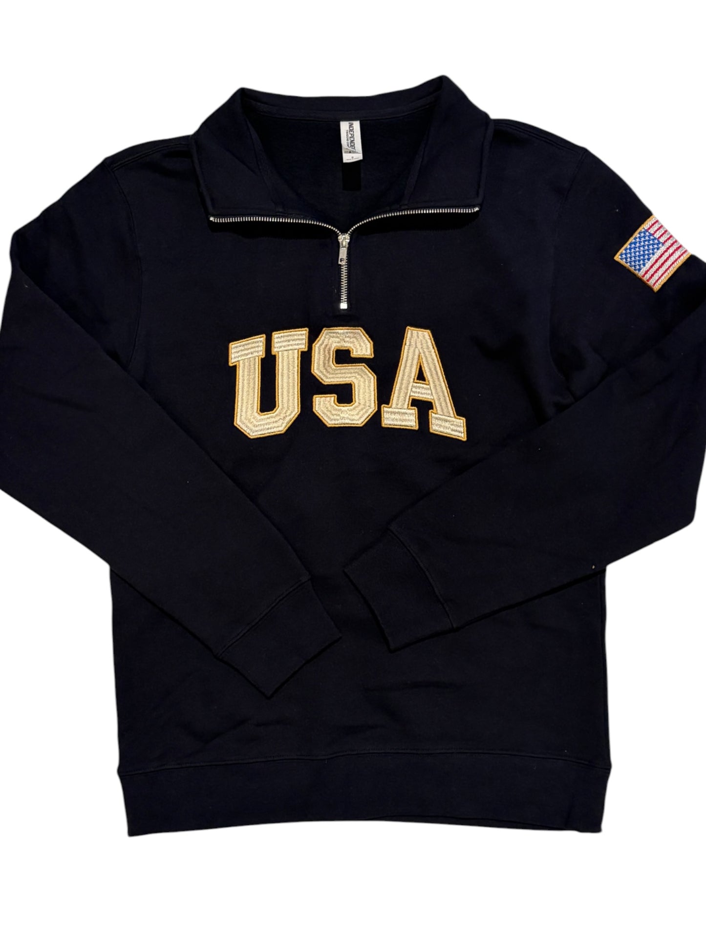 Embroidered USA Quarter Zip Sweatshirt