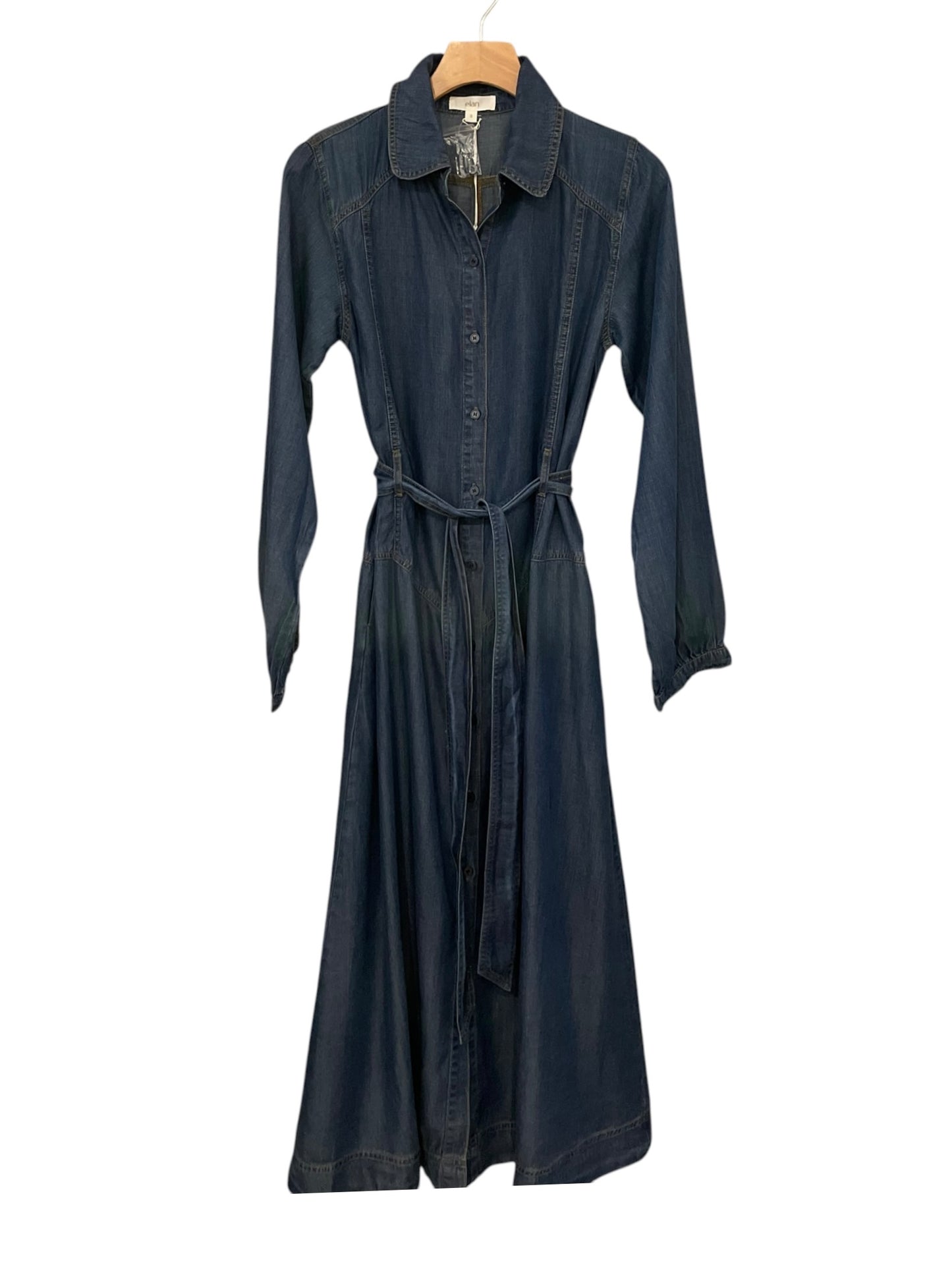 Elan Longsleeve Collar Denim Maxi Dress