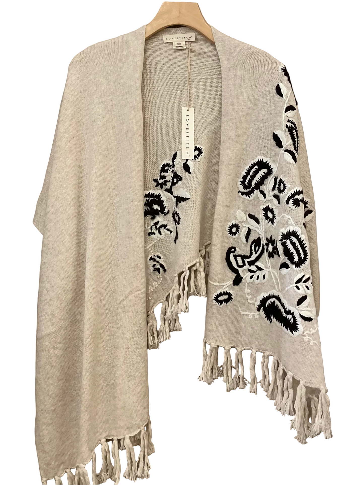 Lovestitch Embroidered Poncho Scarf