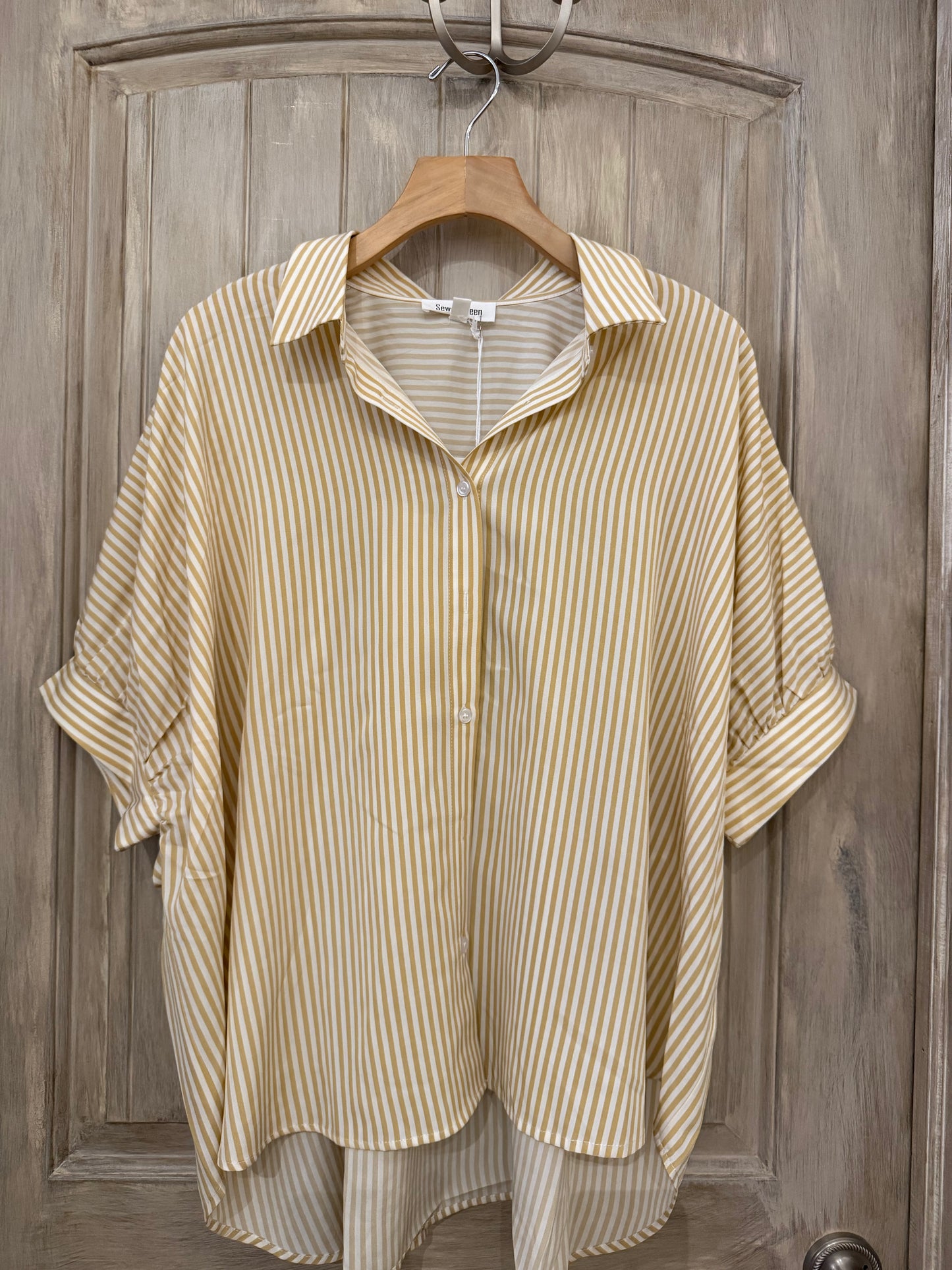 Short Sleeve Button Down Striped Shirt