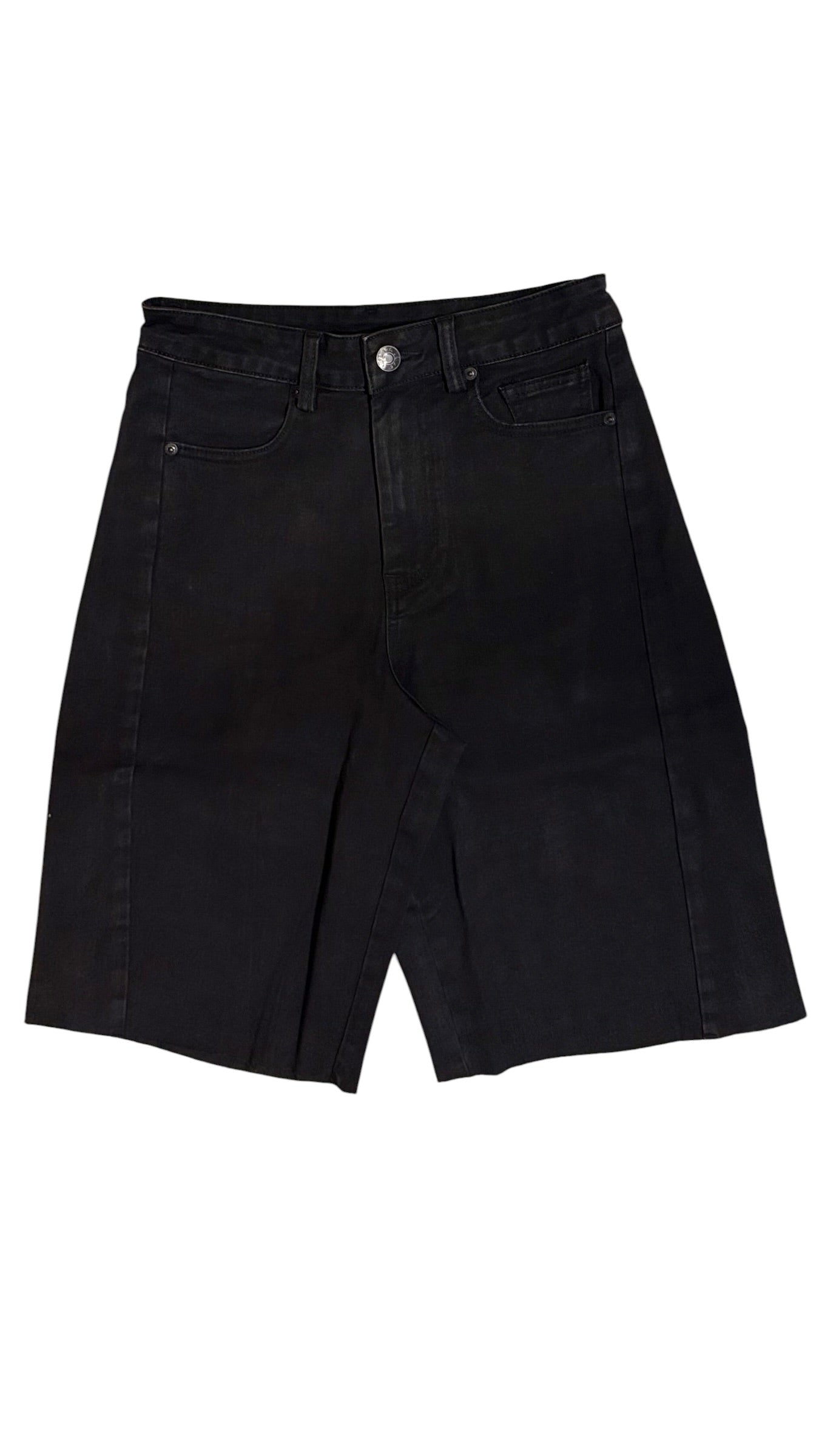 High Waisted Relaxed Denim Bermudas